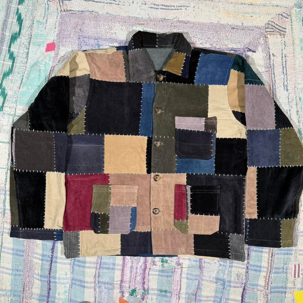 Custom patchwork corduroy jacket sashiko handmade Small